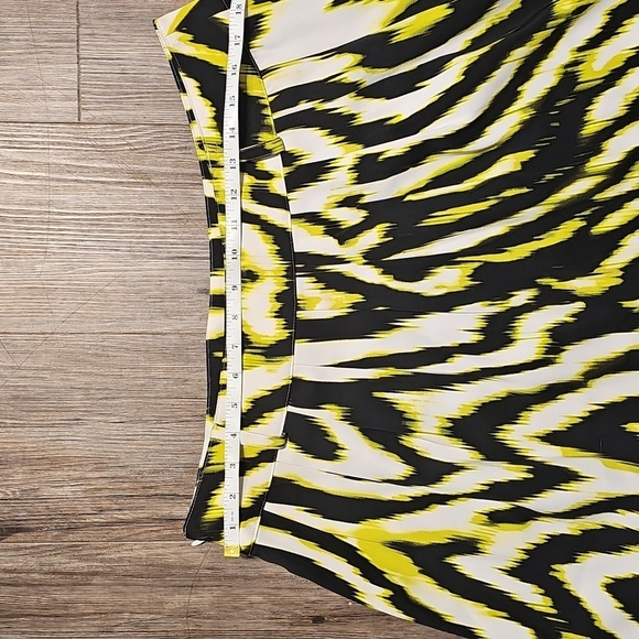 Womens Worthington Zebra Print A Line Skirt in Neon Yellow and Black Sz 14 - Picture 5 of 6